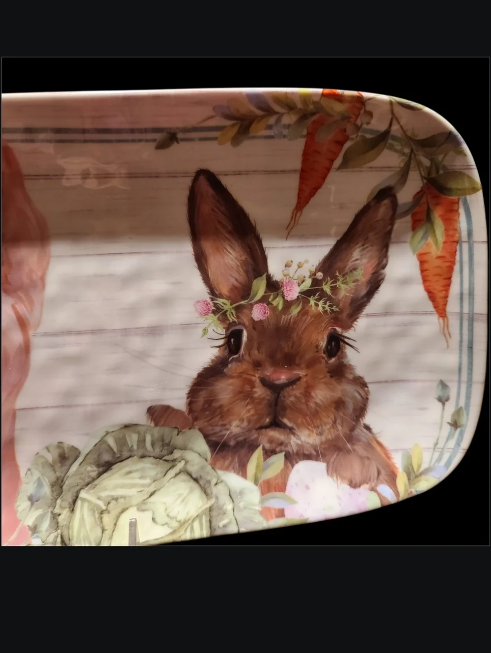 Baby Pig & Bunny Rabbit Farmhouse Indoor Outdoor Melamine Serving Platter New